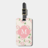 Roze  Rozen Patroon Monogrammen Bagagelabel (Voorkant verticaal)