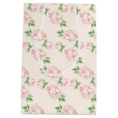 Roze  Rozen Patroon Monogrammen Medium Cadeauzakje (Achterkant)