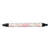 Roze  Rozen Patroon Monogrammen Zwarte Inkt Pen (Voorkant)