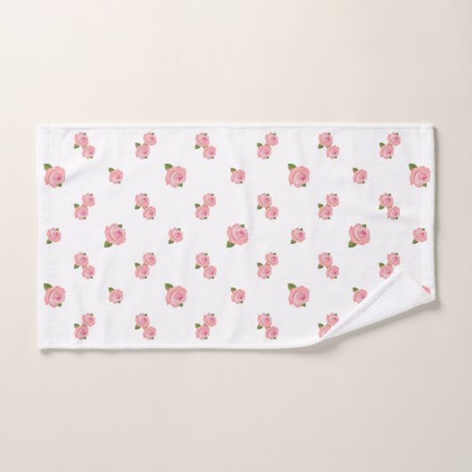 Roze rozen patroon op wit handdoek (Handdoek)