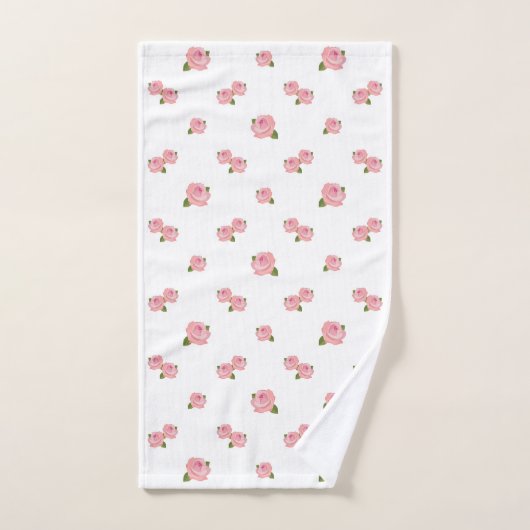 Roze rozen patroon op wit handdoek (Handdoek)