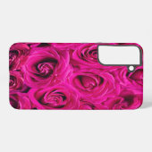 Roze rozen patroon samsung galaxy hoesje (Achterkant horizontaal)