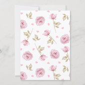 Roze rozen patroon strik baby shower kaart (Achterkant)