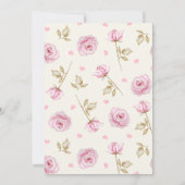 Roze rozen patroon strik bruiloft kaart (Achterkant)