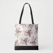 Roze  rozen patroon tote bag (Voorkant)