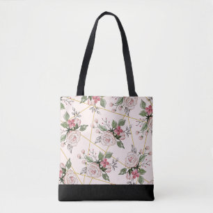 Roze rozen patroon tote bag