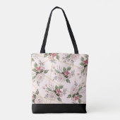 Roze  rozen patroon tote bag (Achterkant)