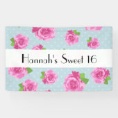 roze rozen, patroon van Rozen, bloemen, zoet 16 Spandoek (Horizontaal)