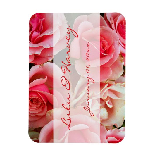 Roze rozen Personal Magnet Magneet (Verticaal)