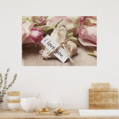 Roze rozen personaliseren met hart poster (Keuken)