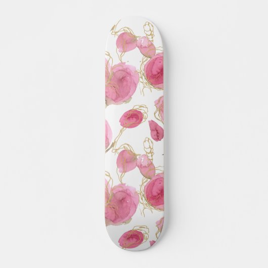 Roze rozen persoonlijk skateboard (Voorkant)