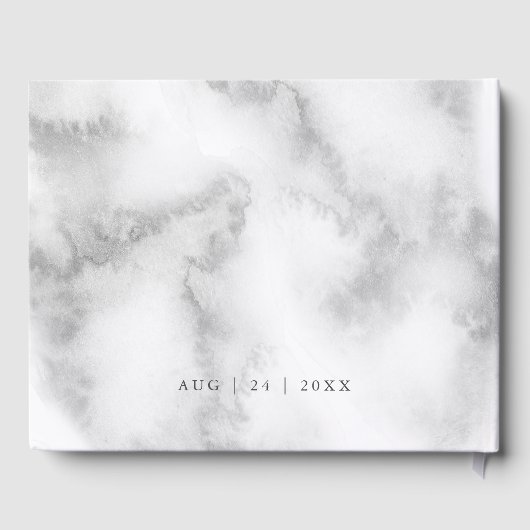 Roze rozen Pewter Waterverf BarefootBride™ Gastenboek (Achterkant)