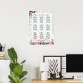 Roze rozen & Pioenrozen 9 Tafel Bruiloft Zitplaats Poster (Thuiskantoor)