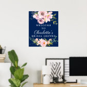 Roze Rozen & Pioenrozen Bruidsdouche Welkomstbord Poster (Thuiskantoor)