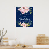Roze Rozen & Pioenrozen Bruidsdouche Welkomstbord Poster (Keuken)