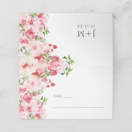 Roze rozen plaatskaartje (Buitenkant ongevouwen)