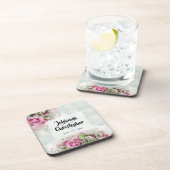 Roze Rozen Plastic Bruids coaster Bier Onderzetter (Rechterzijde)