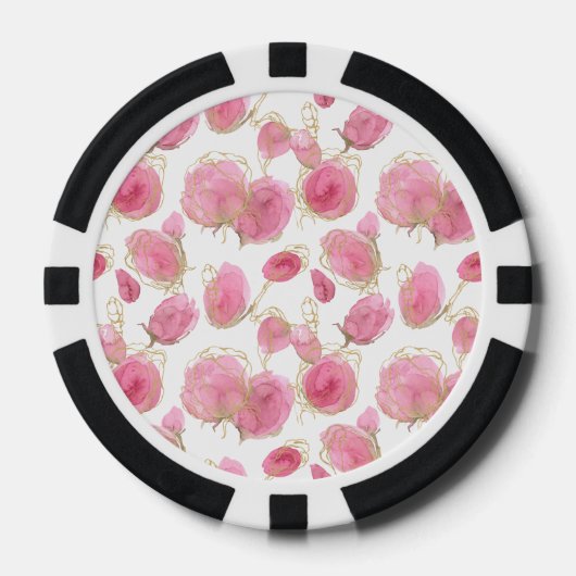 Roze rozen poker chips (Voorkant)