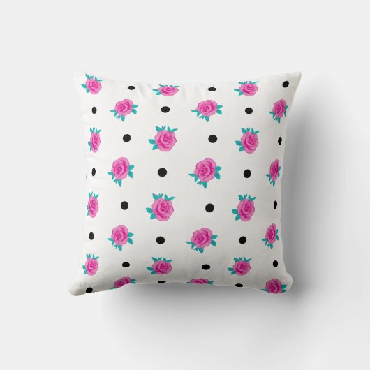 Roze Rozen & Polka Dots – Whimsy Home Patterned Kussen (Achterkant)