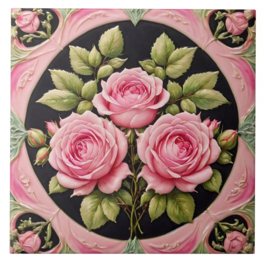 Roze Rozen Populair Mooi Collectie Tegeltje (Voorkant)