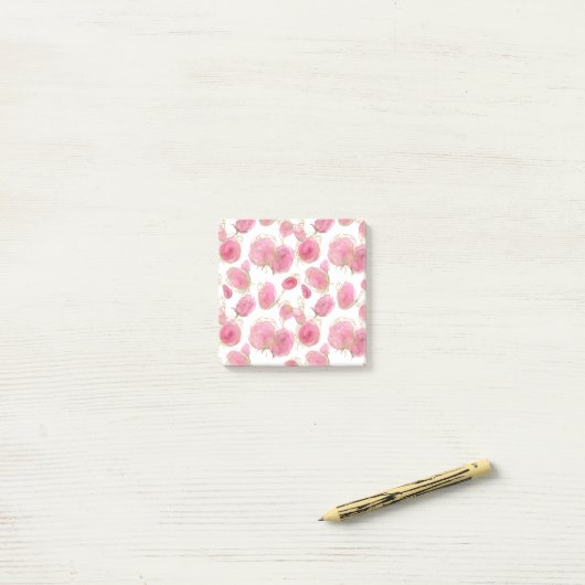 Roze rozen post-it® notes (Op bureau)