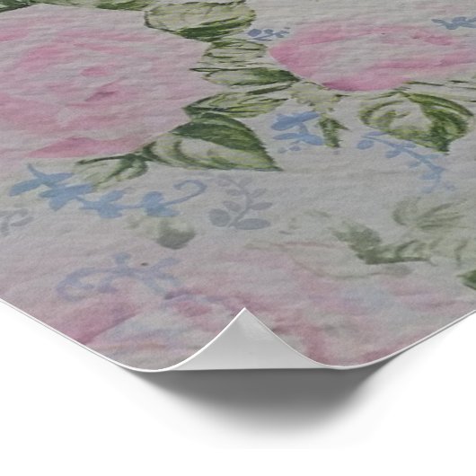 Roze Rozen Poster (Hoek)