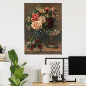 Roze rozen poster (Thuiskantoor)