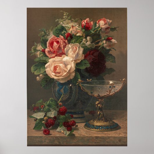 Roze rozen poster (Voorkant)