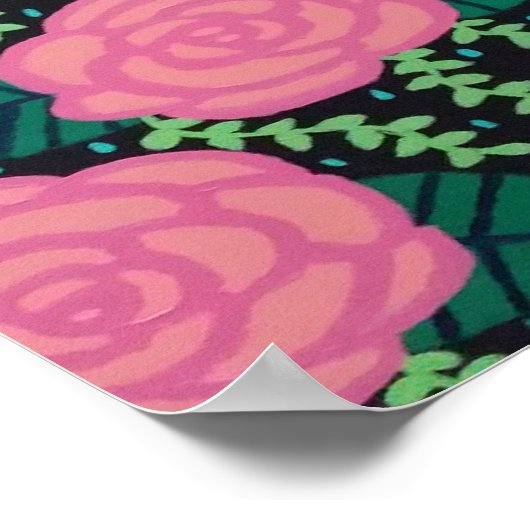 Roze Rozen Poster (Hoek)