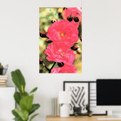 Roze Rozen Poster - Digitale foto Bloemenkunst (Thuiskantoor)