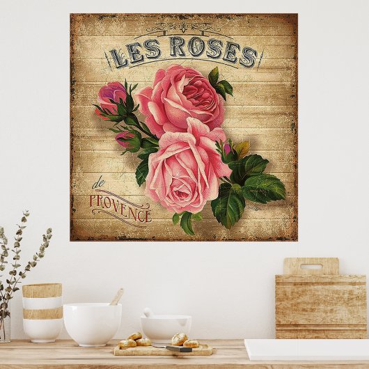  roze rozen poster kantoor decor (Keuken)