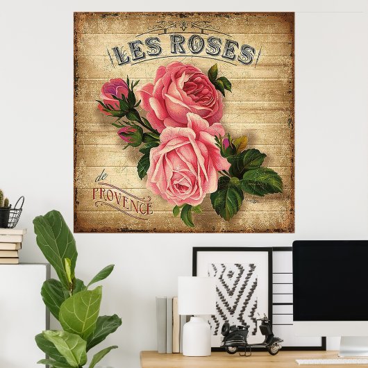  roze rozen poster kantoor decor (Thuiskantoor)