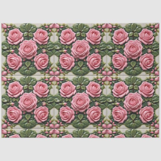 Roze Rozen Prachtig modern Collectie Tissuepapier (Voorkant)