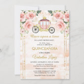 Roze Rozen Prinses Assepoester Quinceañera Kaart (Voorkant)