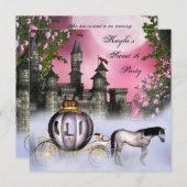 Roze Rozen Prinses Sweet 16 Party Kaart (Voorkant / Achterkant)