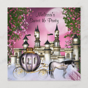 Roze Rozen Prinses Sweet 16 Verjaardagsfeestje Kaart