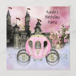 Roze Rozen Prinses Verjaardagsfeest in Koets Kaart