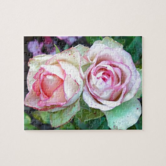 Roze rozen Puzzle met Gift Box Legpuzzel (Horizontaal)