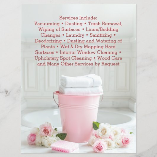 Roze Rozen QR Code Cleaning Service Business Flyer (Achterkant)