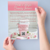 Roze Rozen QR Code Cleaning Service Business Flyer (Hand)