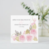 *~* Roze rozen QR - RSVP Gold Floral AR15 Wedding Kaart (Staand voorkant)