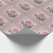 Roze Rozen Quilt Cadeaupapier (Hoek)