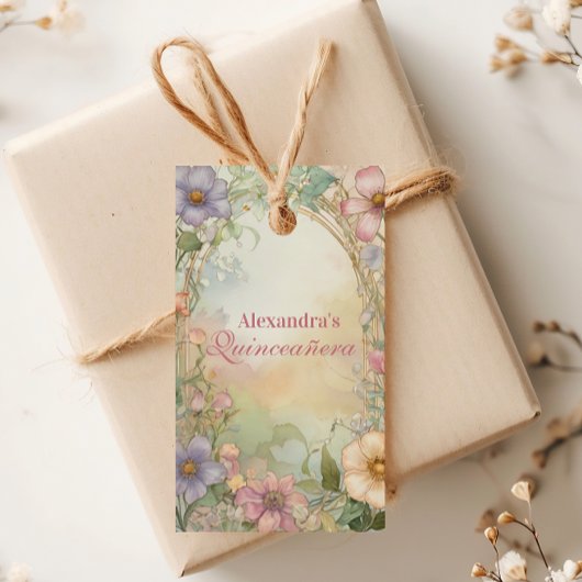 Roze Rozen Quinceanera Feest Cadeaulabel