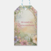 Roze Rozen Quinceanera Feest Cadeaulabel (Voorkant)