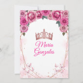 Roze Rozen Quinceañera Kroonvlinder 15 Anos Kaart (Achterkant)