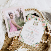 Roze Rozen Quinceañera Verjaardag Uitnodiging Foto