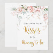 Roze rozen raden hoeveel kissegelteken er is kaart (Voorkant / Achterkant)