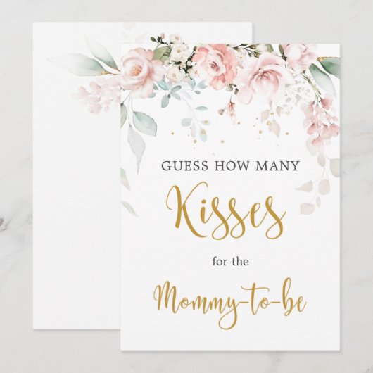 Roze rozen raden hoeveel kissegelteken er is kaart (Voorkant / Achterkant)