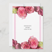 Roze rozen rand bloemenbruiloft kaart (Achterkant)