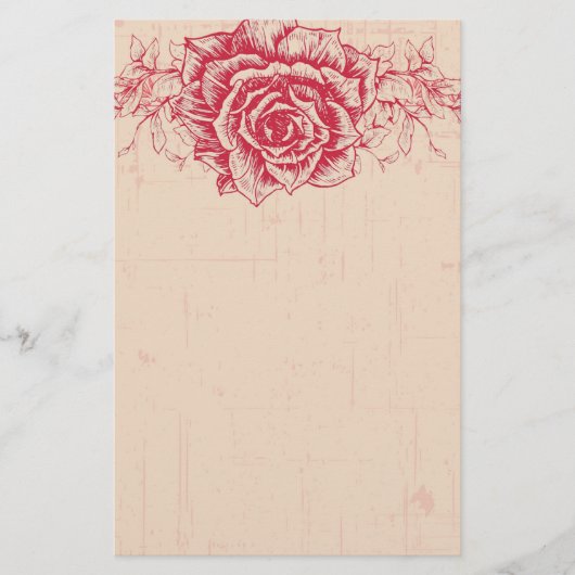 Roze  Rozen rand Briefpapier (Voorkant)